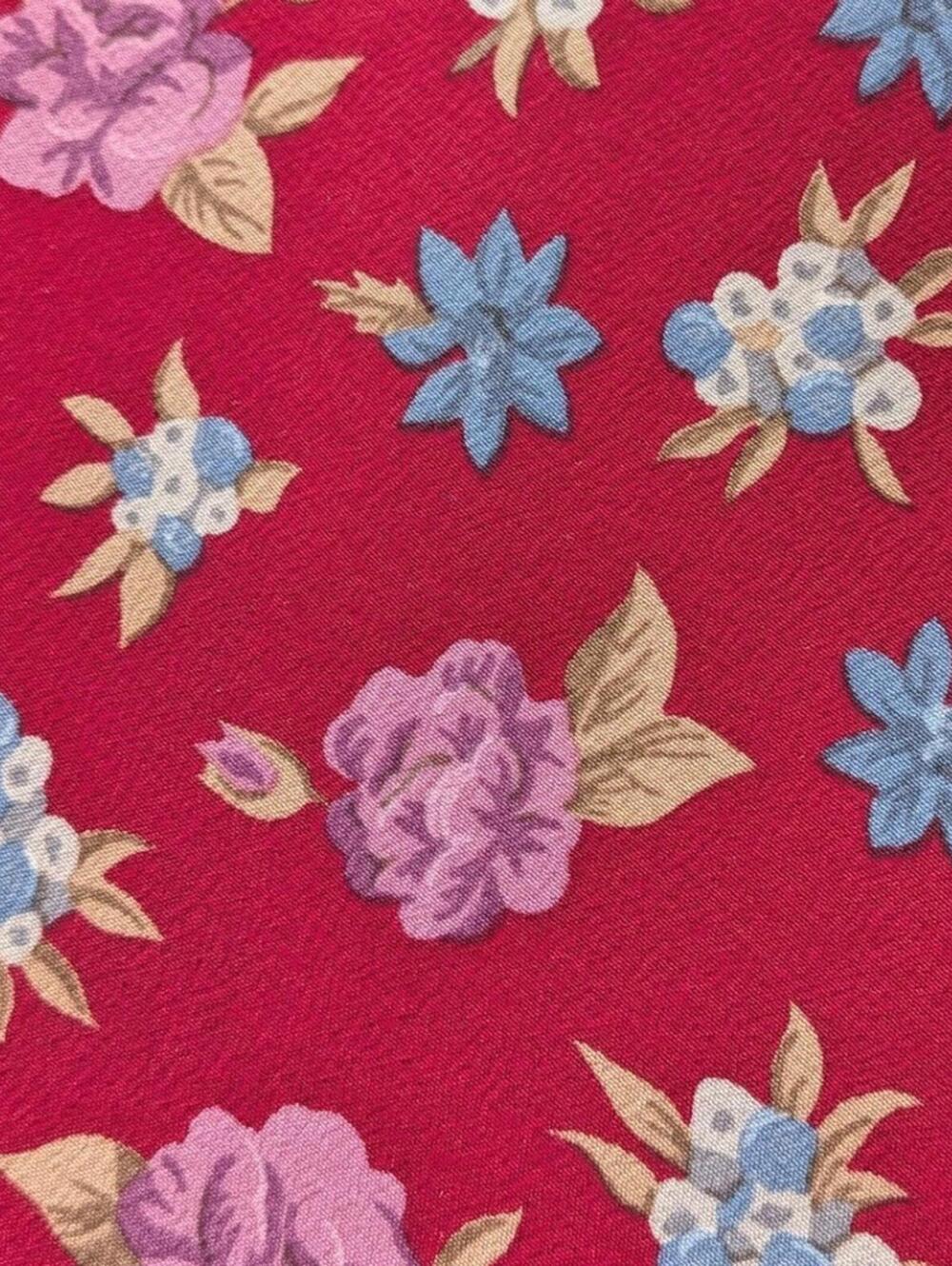 Fierte s.r.l. Red Blue Purple Floral Silk Necktie Italian Made Classic Botanical